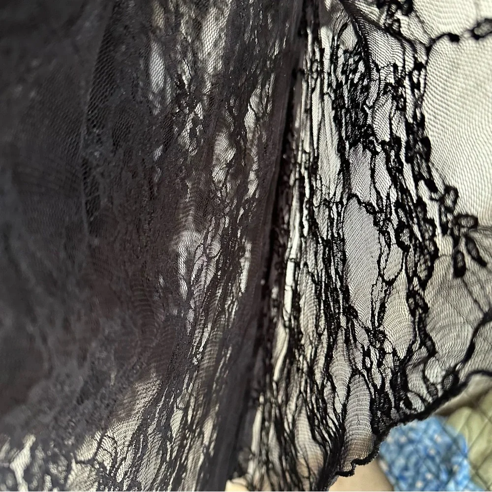 Vintage Ethos Duster Black Lace Floral Whimsigoth Goth Fairy Mesh Flare Sleeve - Picture 6 of 15